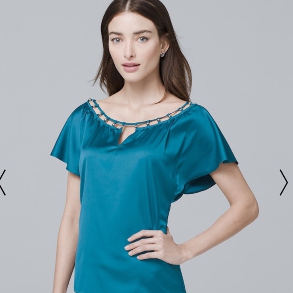 Gorgeous WHBM Teal Satin Blouse